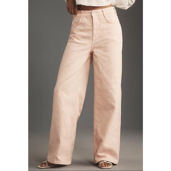 NWT Anthropologie Pilcro Flocked A-Line High-Rise Wide-Leg Jeans $148 23 TALL - Picture 3 of 5